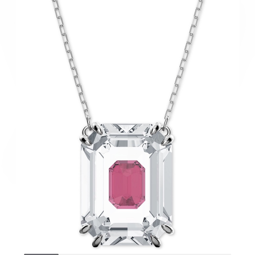 NWT Swarovski Silver-Tone Crystal 16-1/2" Adjustable Pendant Necklace.